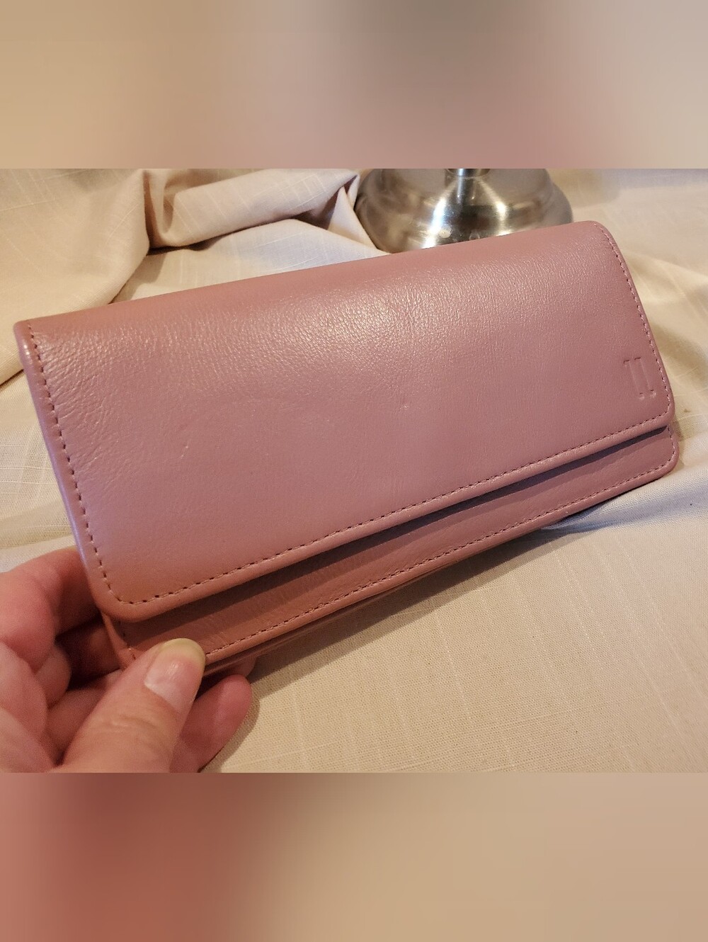 Elegant Pink Leather Clutch Bag